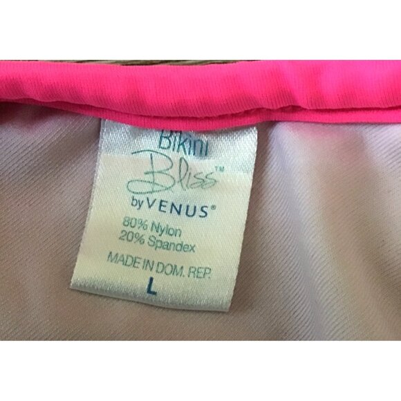 Venus Bikini Bliss Pink Ruffle Halter Bikini Top Large 80% Nylon 20% Spandex Wom - Picture 3 of 6
